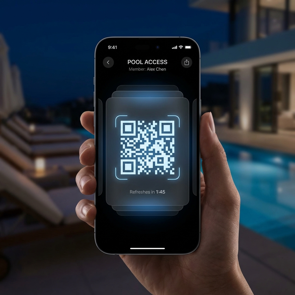 Mockup Aplicație Acces Piscină QR